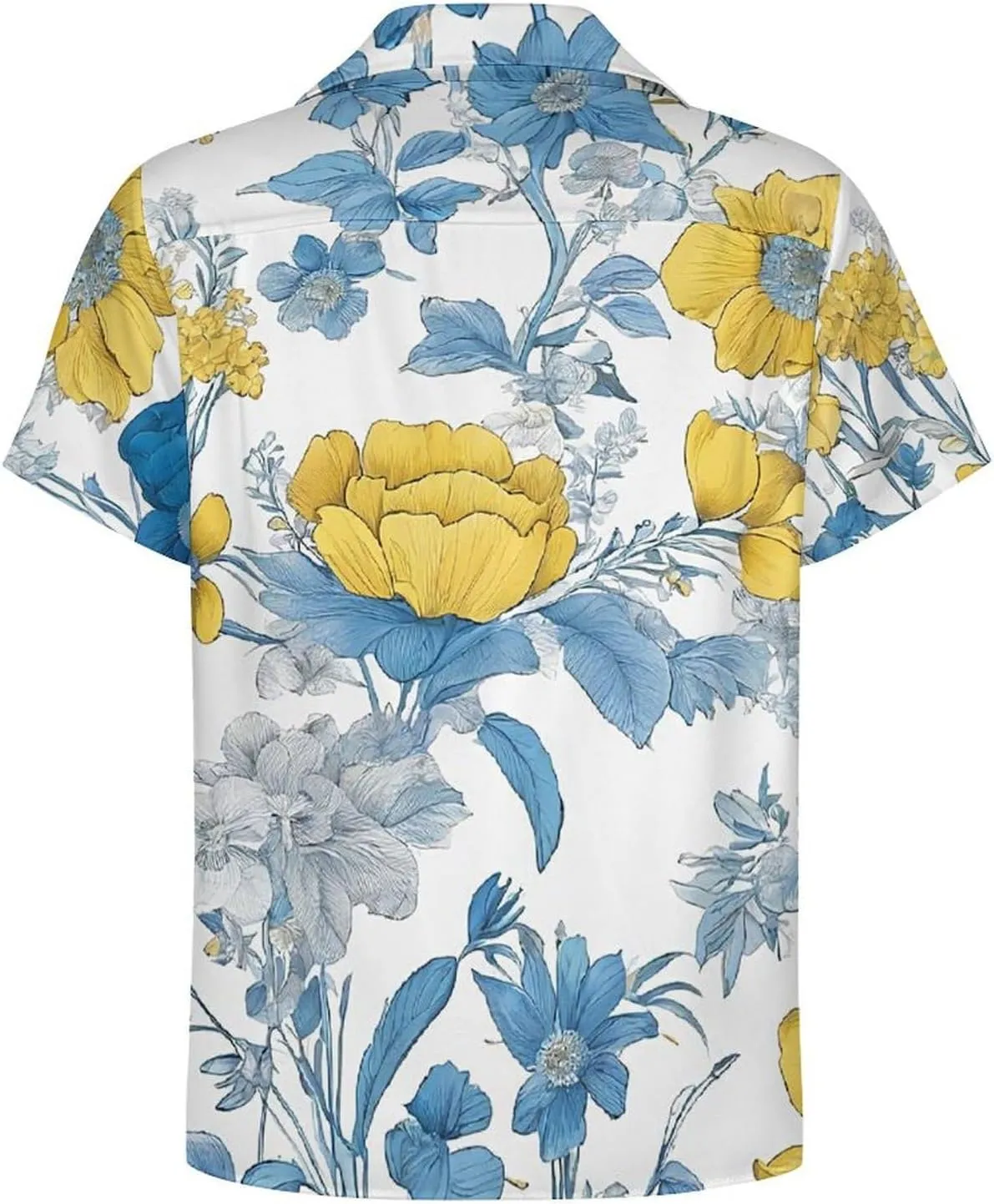 Blue Flower Floral Pattern Roses Print Print Cuban Collar Shirt Classic Design for Comfort and Style