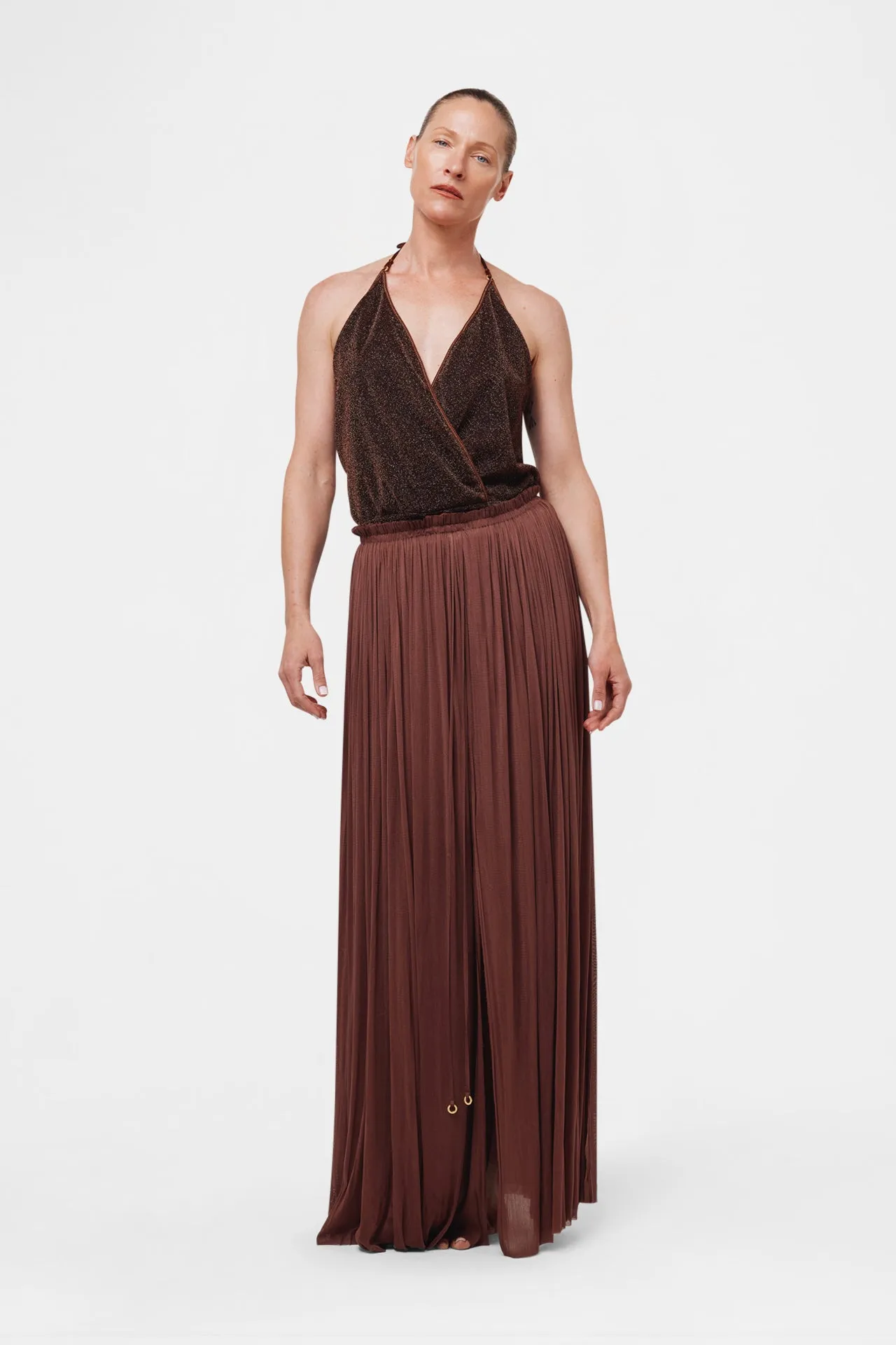 Brown Glitter V-Swimsuit