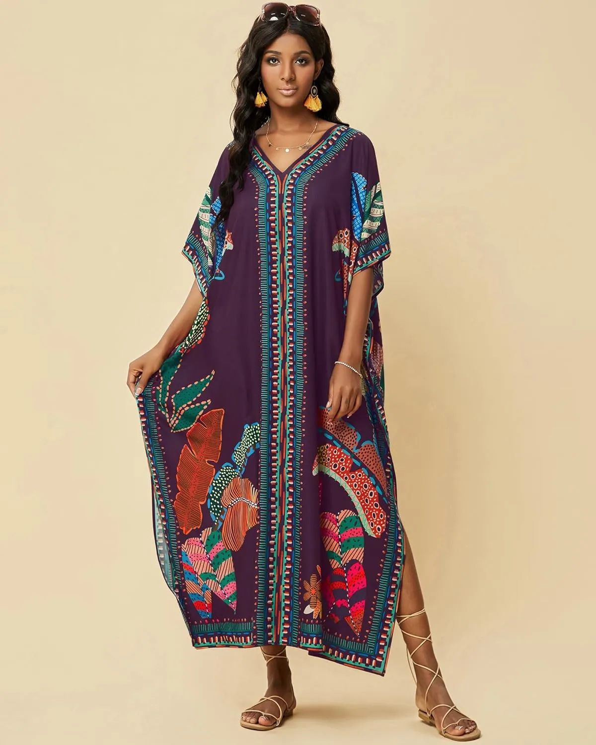 Bsubseach Kaftan Cover Ups for Swimwear Women Plus Size Caftan Dress Beach Coverup Summer Loungewear