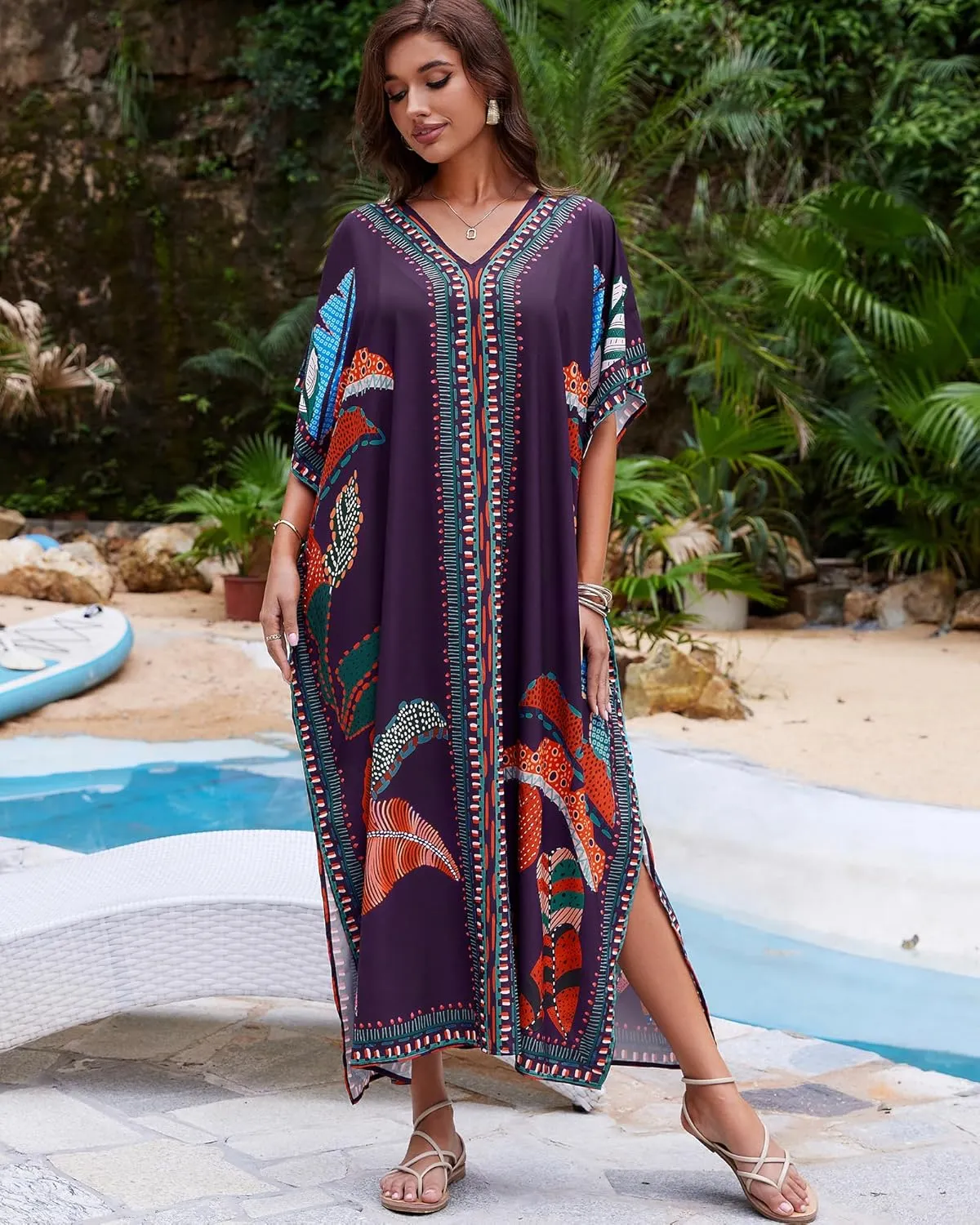 Bsubseach Kaftan Cover Ups for Swimwear Women Plus Size Caftan Dress Beach Coverup Summer Loungewear