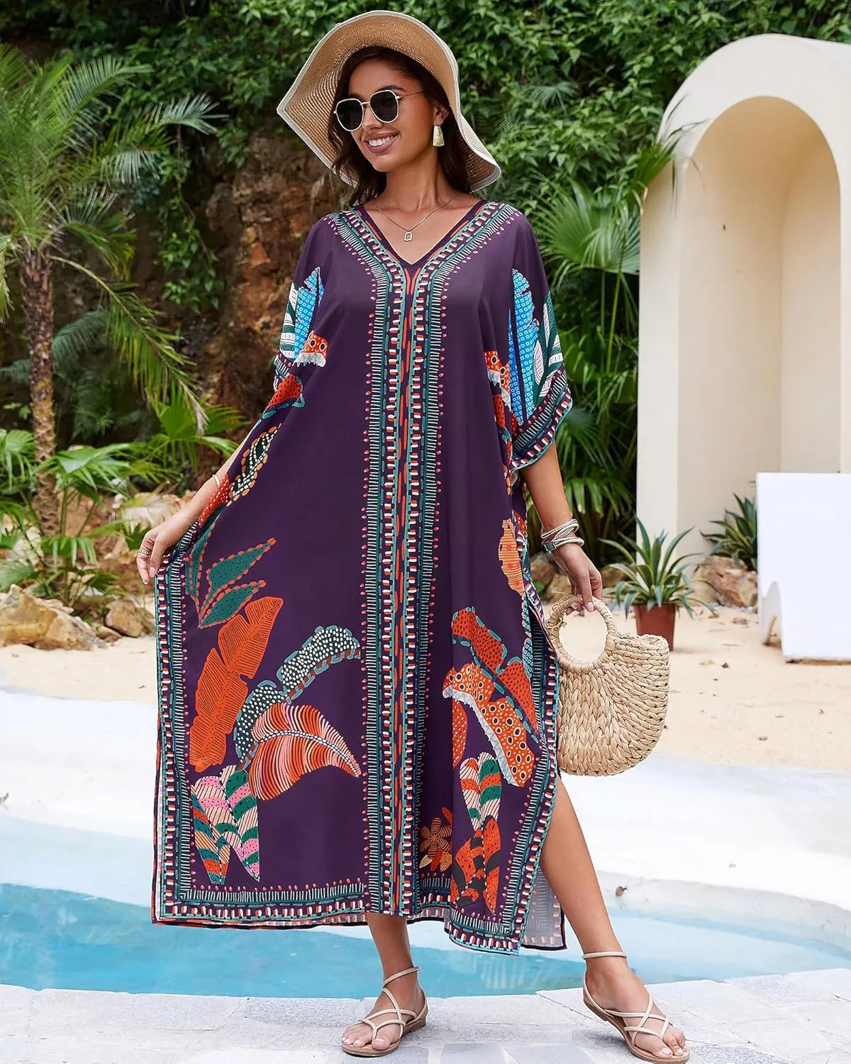 Bsubseach Kaftan Cover Ups for Swimwear Women Plus Size Caftan Dress Beach Coverup Summer Loungewear
