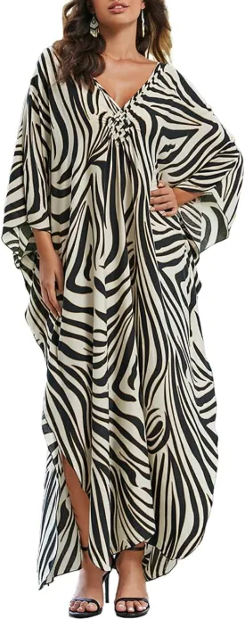 Bsubseach Kaftan Dresses for Women Plus Size Caftan Dress Print Caftan Beach Cover Up 70s Dress