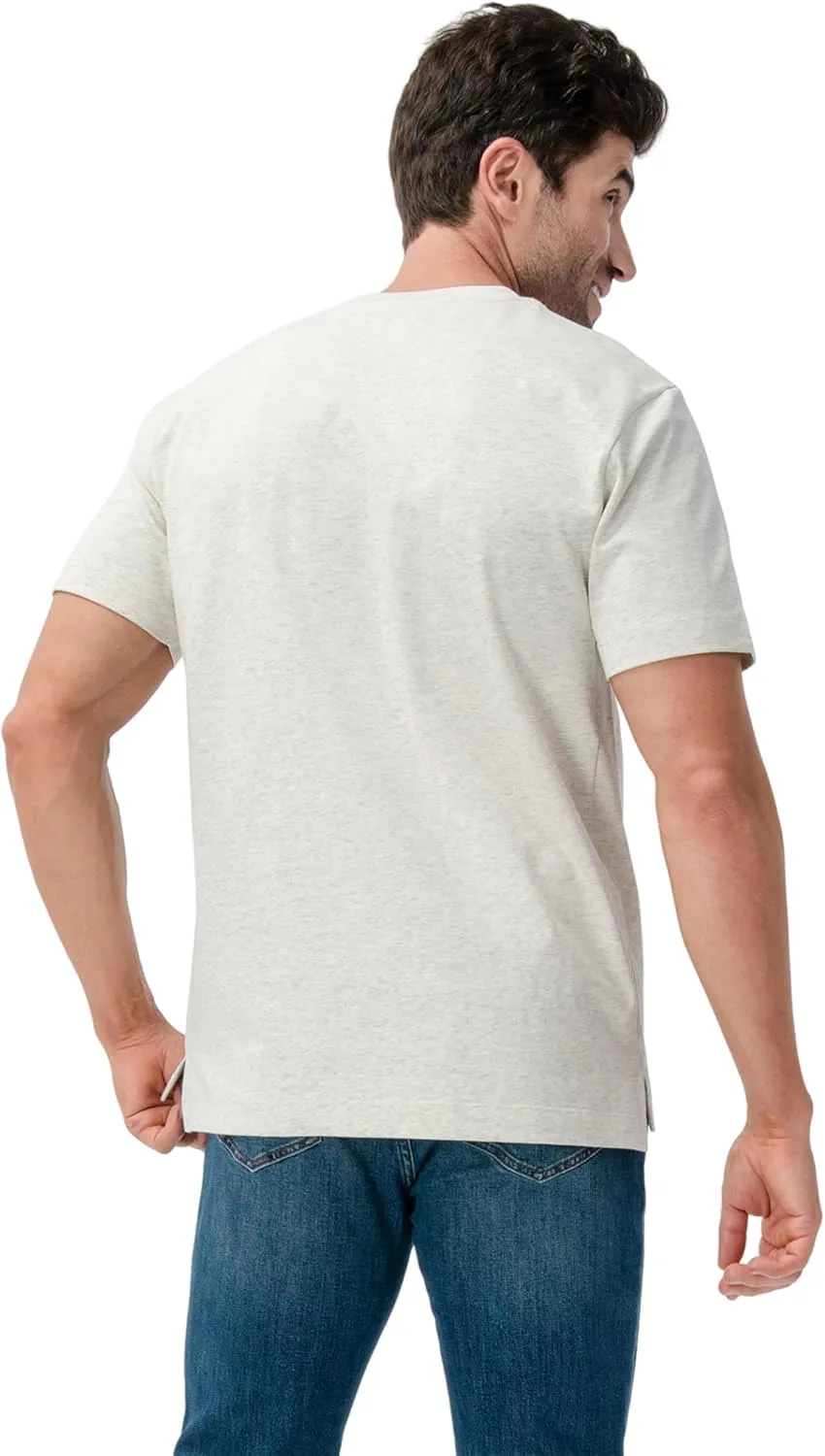 DAVID ARCHY Men's Heavyweight T-Shirt 260g Cotton Sorona Moisture-Wicking Shirts Stretch Side Slit Tees for Men 1-Pack