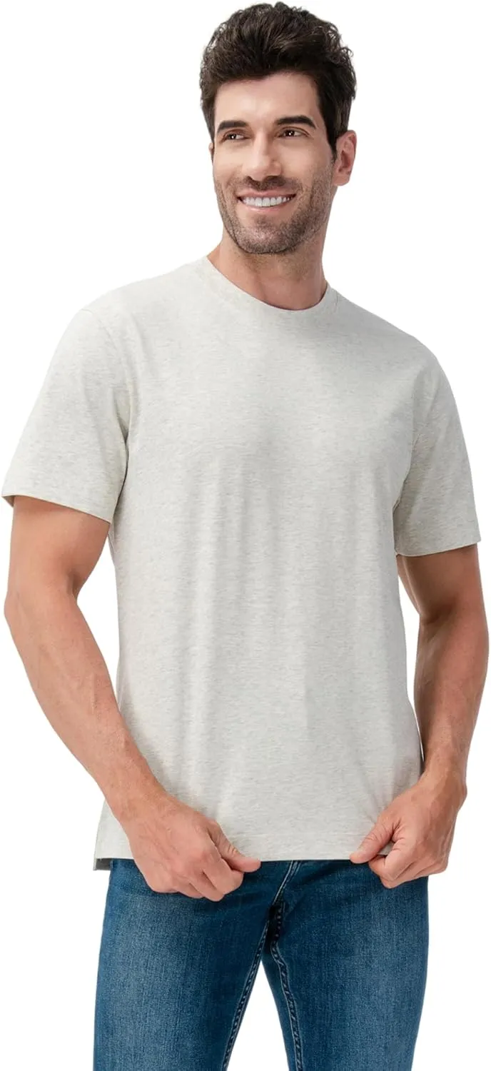 DAVID ARCHY Men's Heavyweight T-Shirt 260g Cotton Sorona Moisture-Wicking Shirts Stretch Side Slit Tees for Men 1-Pack