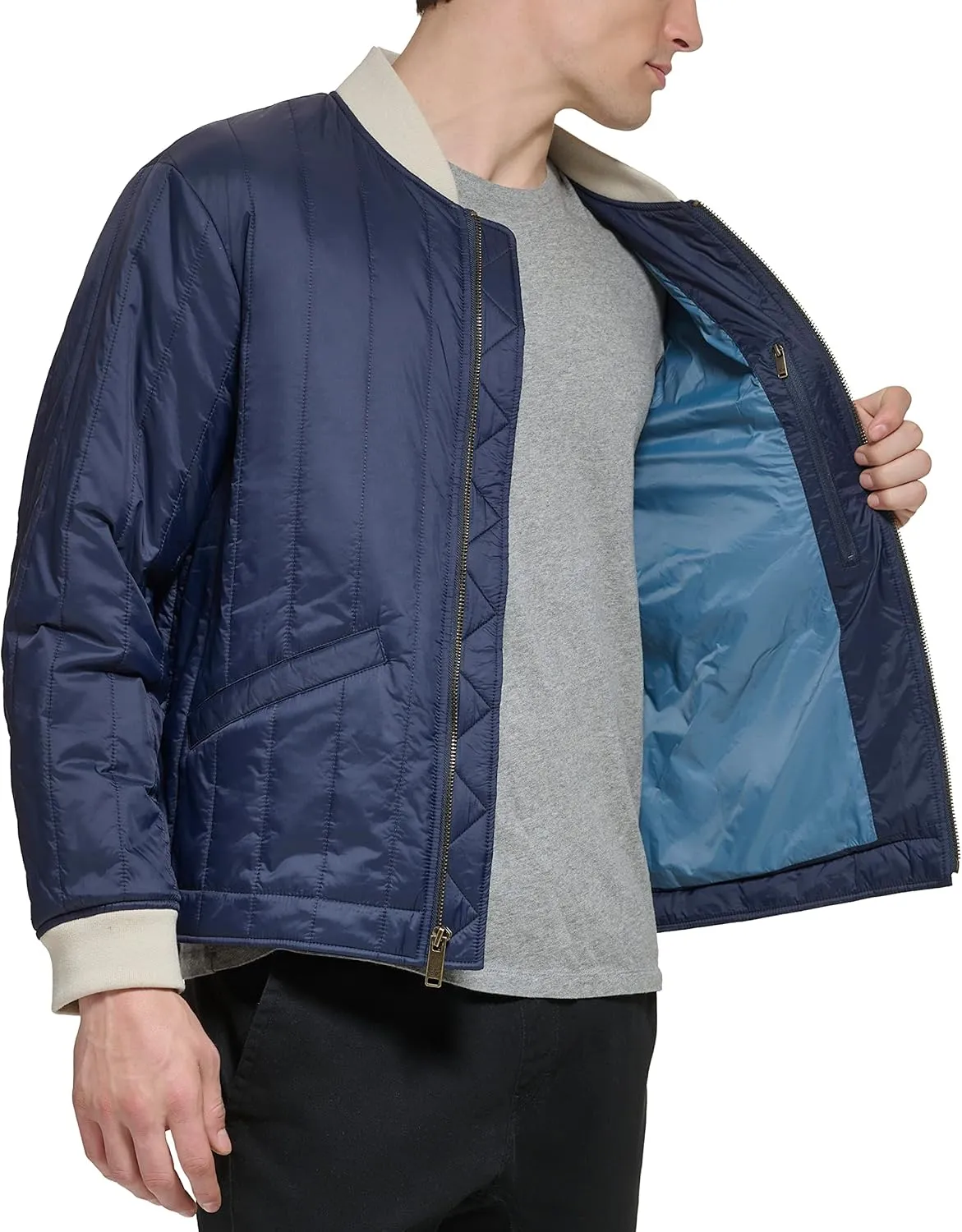 Dockers Men's Channel Quilted Open Bottom Bomber Jacket