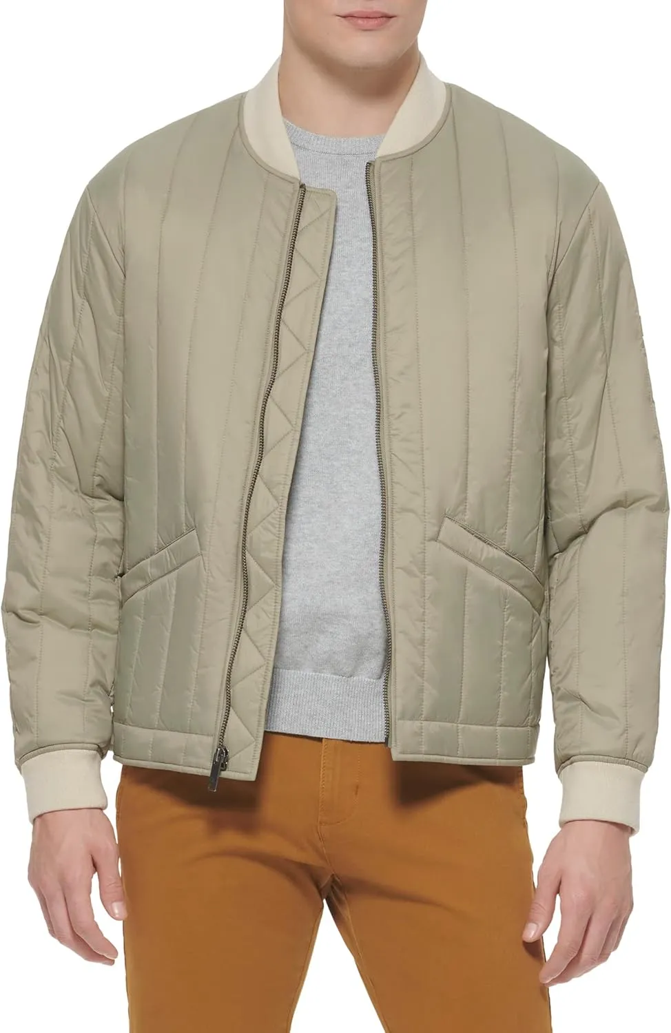 Dockers Men's Channel Quilted Open Bottom Bomber Jacket