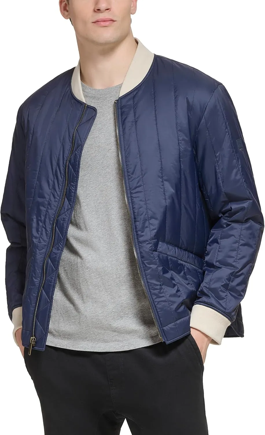 Dockers Men's Channel Quilted Open Bottom Bomber Jacket