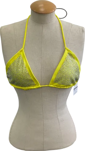 duo daze Bright Yellow Diamanté Embellished Bikini Top UK M