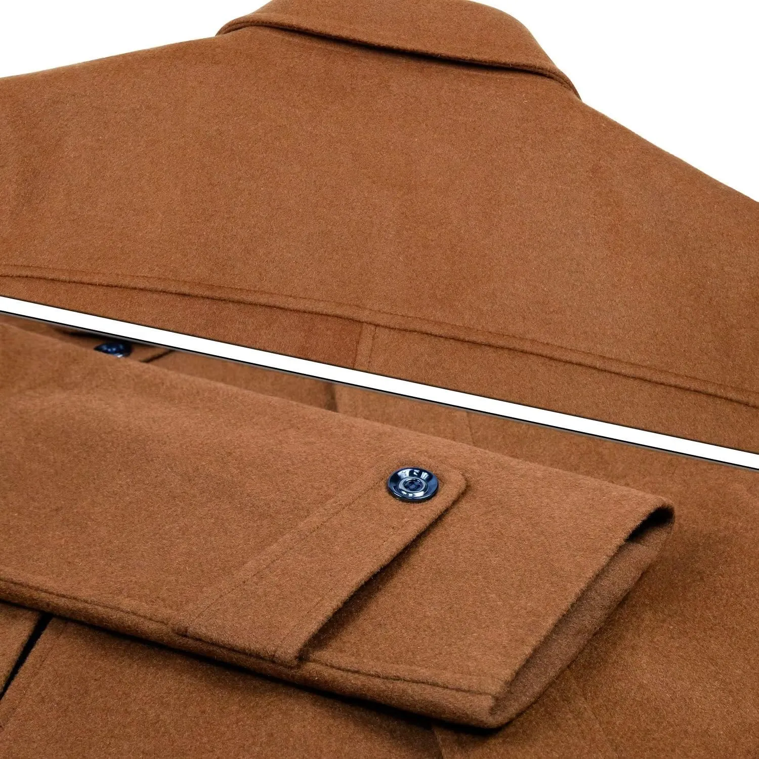 ELETOP Men's Trench Coat Long Wool Coat