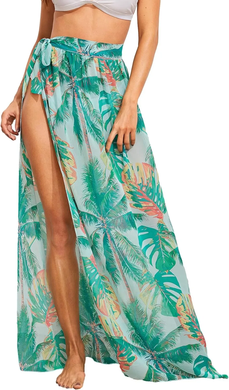 Floerns Women's Sheer Beach Swimwear Cover Up Wrap Skirt