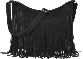 Fringe Hobo Bags for Women Vintage Suede Crossbody Bag Hippie Western Cowgirl Purses Tassel Shoulder Bag