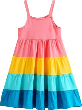 Frogwill Toddler Girls Fifties Summer Dress Blue Rainbow 2-7Y