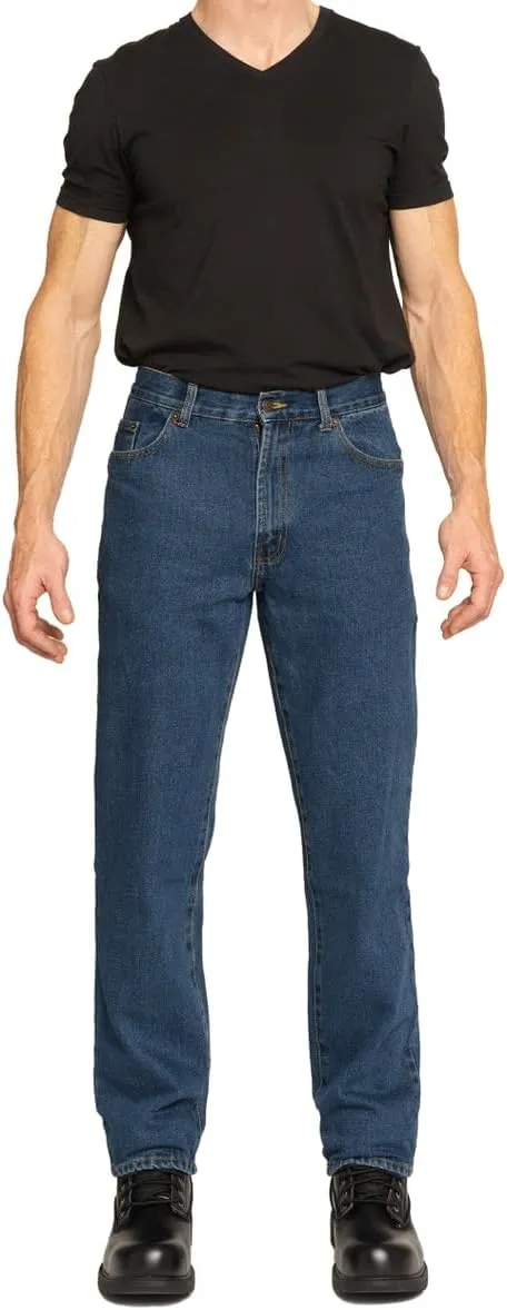 FULL BLUE 5 Pocket Denim Jeans, Regular Fit, Straight Legs, Sits at Waist, Medium Wash