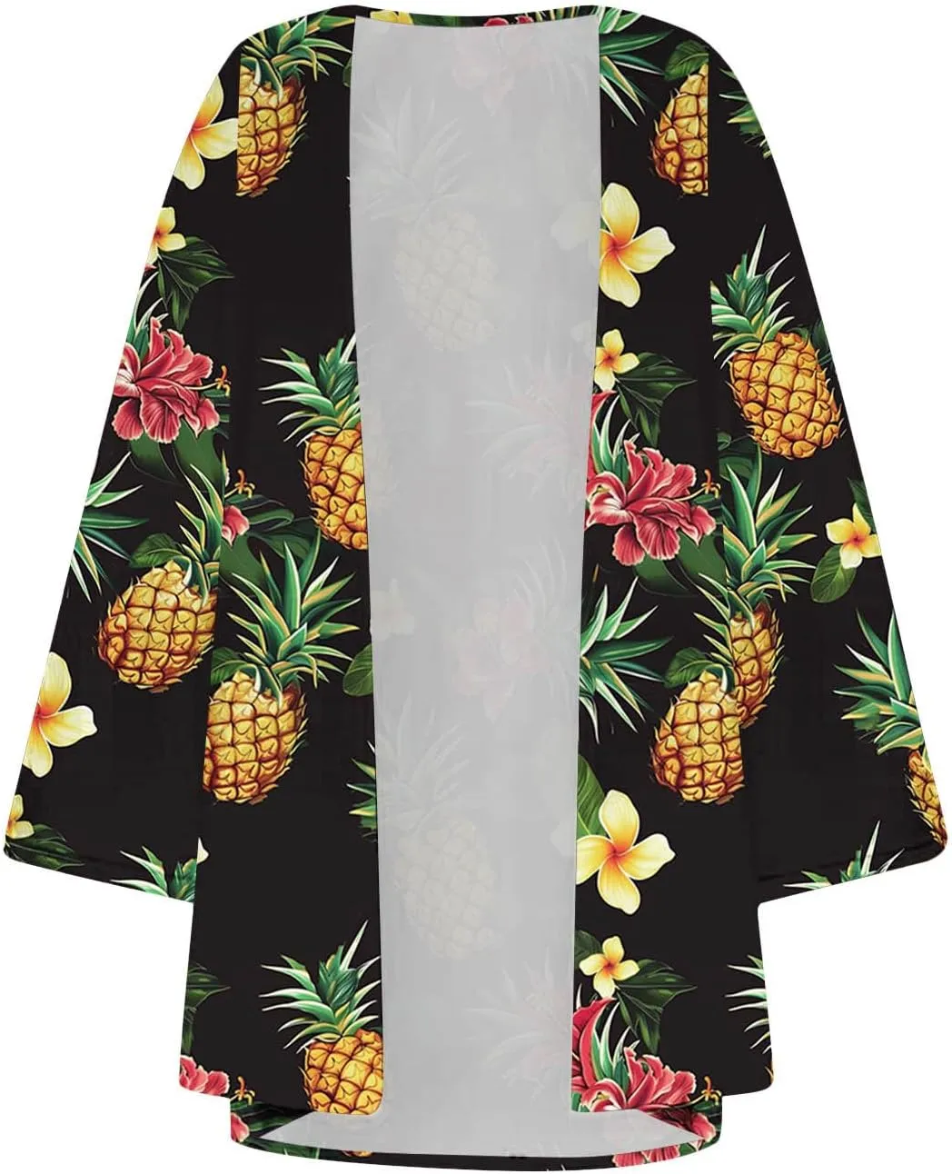 Kimono Cardigans for Women Floral Print Hawaiian Beach Cover Up Puff Sleeve Chiffon Blouse Cruise Outfits Summer Tops
