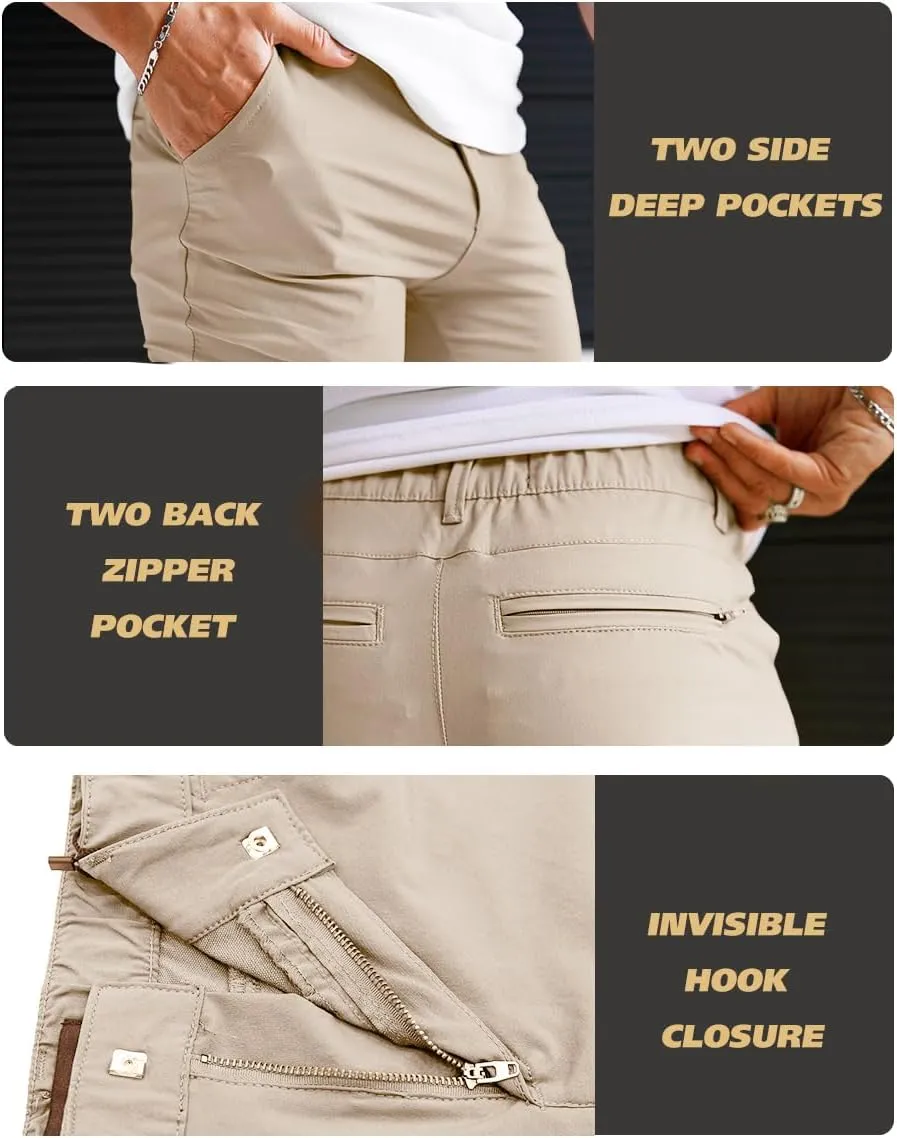 Men's 4-Way Stretch Slim Tapered Fit Golf Joggers -30" 28" 26" Inseam Nylon