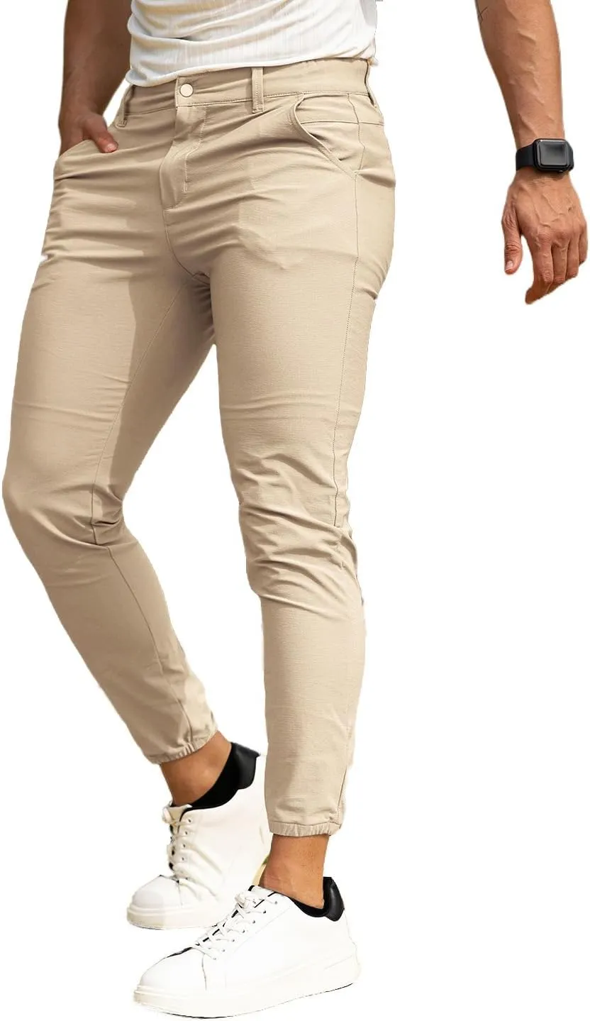 Men's 4-Way Stretch Slim Tapered Fit Golf Joggers -30" 28" 26" Inseam Nylon