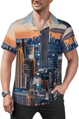 New York City Print Cuban Collar Shirt Classic Design for Comfort and Style
