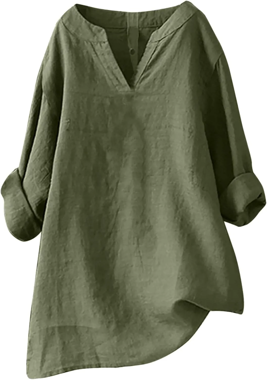 Oversized Crew Neck Linen Tops for Women Sleeve Collar Long Casual Women Shirt Women's Blouse Women's Swimwear Cover