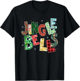Red Plaid Jingle Bells Christmas Matching Family Pajama Tee T-Shirt
