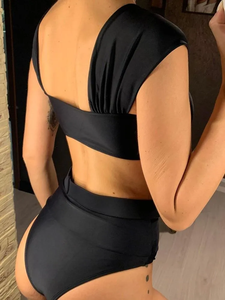 Sexy High Waist Bikini 2022 Female Swimsuit Women Swimwear Two-pieces Bikini set With Belt Bather Bathing Suit Swim V2315