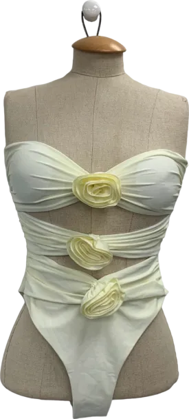 Shein White Floral Strapless Swimsuit UK S
