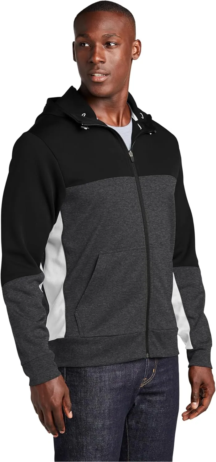 SPORT-TEK Tech Fleece Colorblock Full-Zip Hooded Jacket ST245