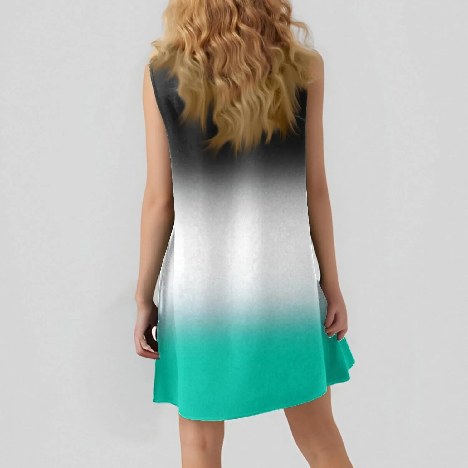 Summer Dresses for Women 2025 Beach Vacation Spring Clothes Sleeveless Round Neck Casual Sun Dress