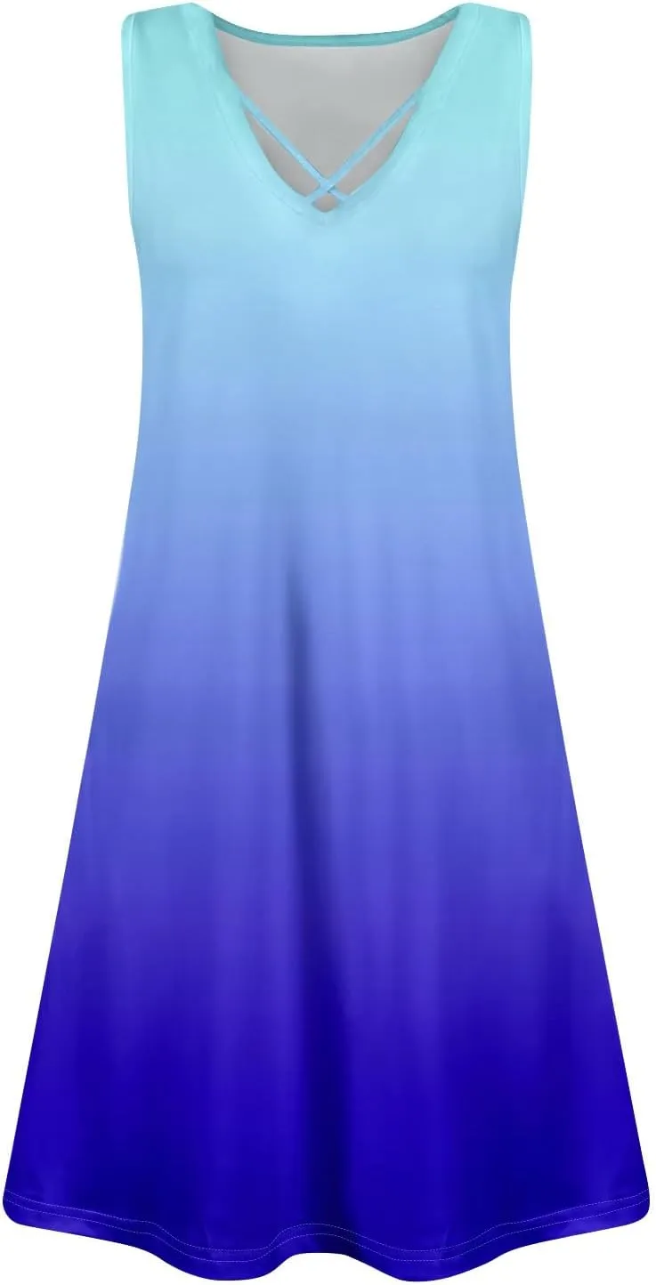 Summer Dresses for Women 2025 Beach Vacation Spring Clothes Sleeveless V Neck Loose Sundresses