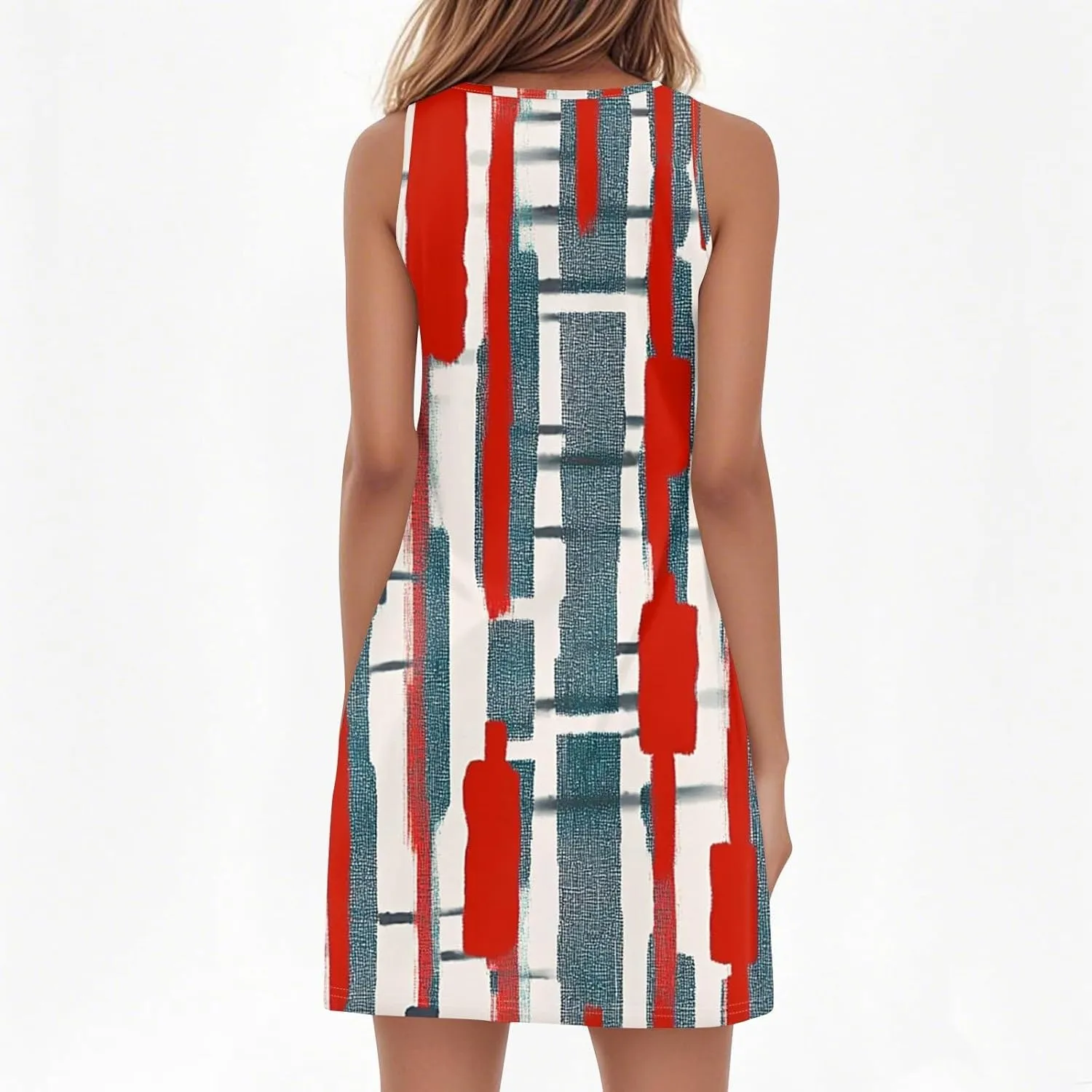 Summer Dresses for Women V-Neck Sundresses Sleeveless Loose Sleep Dress Beach Tank Dress Floral Casual T Shirt Dresses