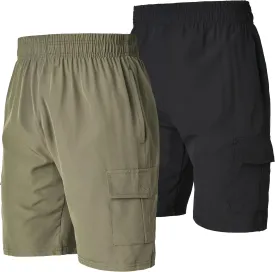 Ultra Performance Men's Nylon Cargo Short's- 2 Pack Mens Golf & Hiking Stretch Shorts with Pockets Quick Dry Short for Men
