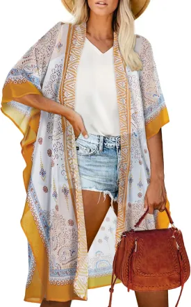 Women's Kimono Beach Cover up for Summer Bathing Suits Cardigans Casual Loose Swimwear