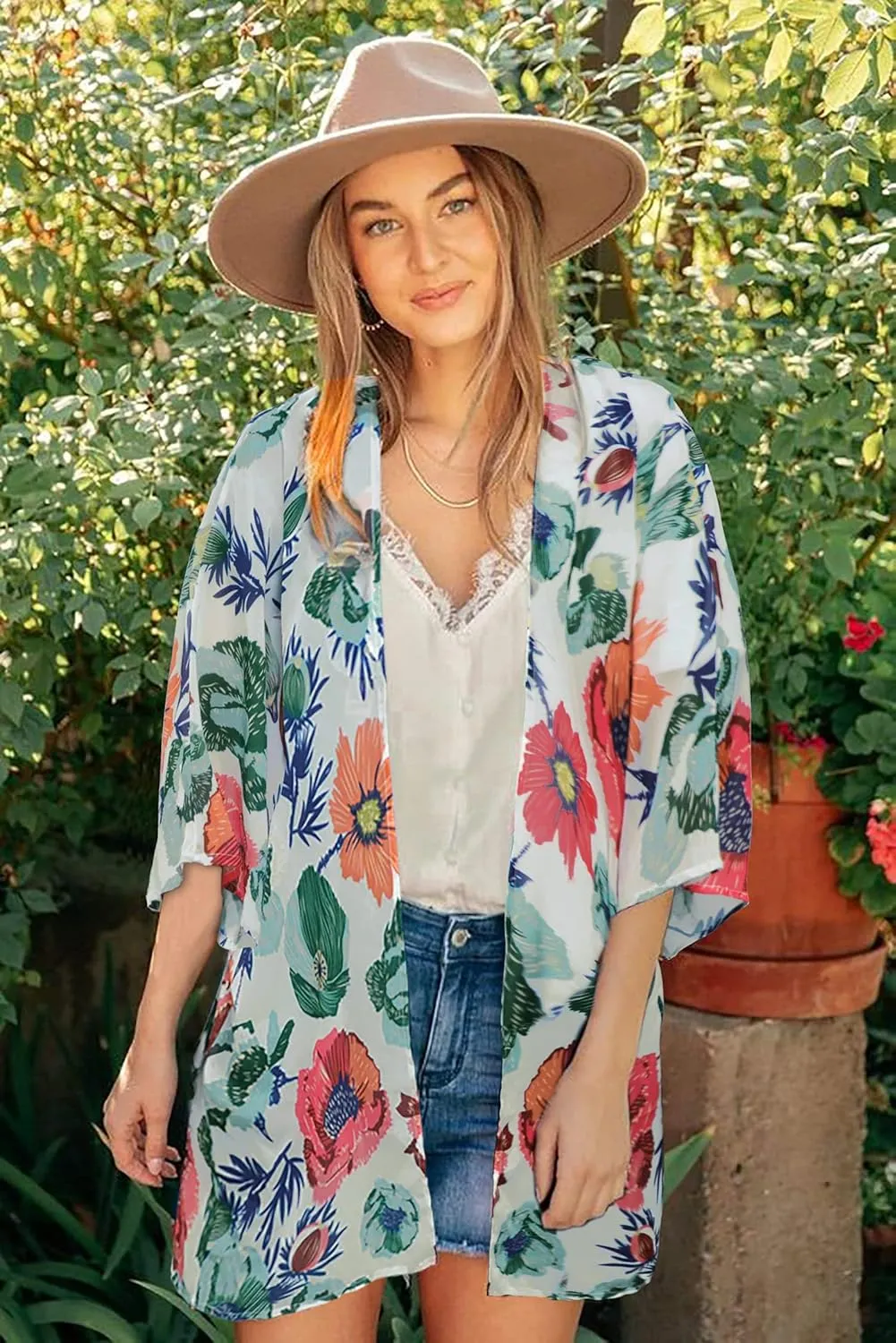 Women's Kimono Swimsuit Coverups Summer Beach Casual Loose Cardigans for Swimwear