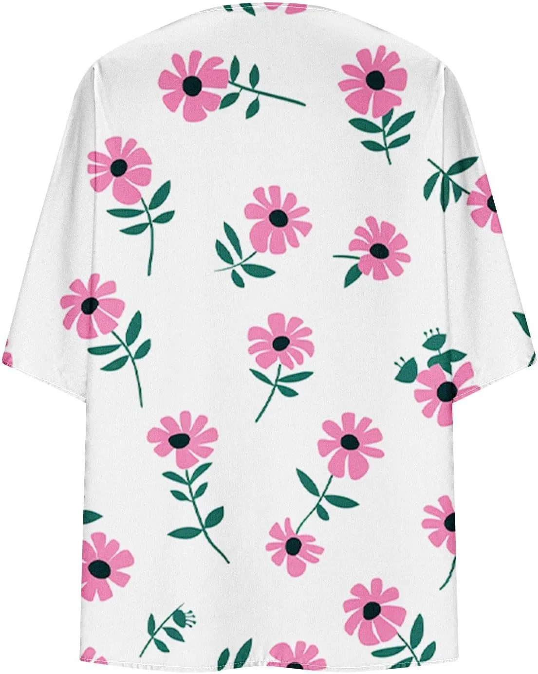 Womens Kimonos Floral Print Puff Sleeve Cardigan Loose Fit Beach Wear Cover Up Swimwear Casual Blouse Top Shirt