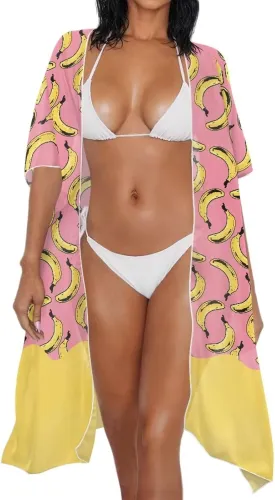Women's Kimonos Swimsuit Coverups Bikini Swimwear Sheer Beach Cover Up Floral Print Casual Plus Size Cardigan