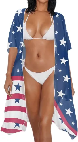 Women's Kimonos Swimsuit Coverups Bikini Swimwear Sheer Beach Cover Up Floral Print Casual Plus Size Cardigan